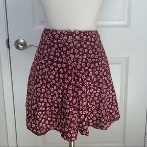 Red and off white floral mini skirt.